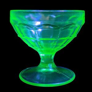 Vintage Uranium Depression Glass Collectible Green Bar Glass